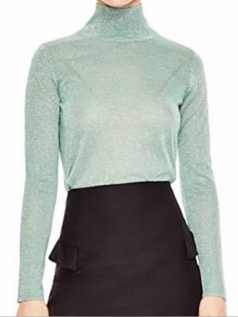 Sandro Mint Green Sparkle Long-Sleeve Top